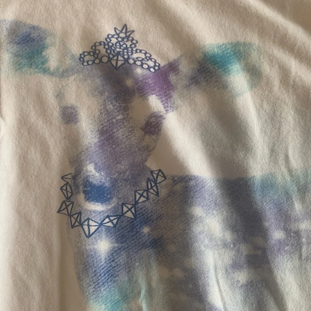 Gap Tie Dye Queen Deer Long Sleeve Tee Shirt White Purple Girls XL‎ Preloved